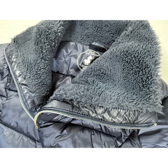 SAVE THE DUCK Featherless Puffer Coat Animal Free Sz Med/Large Navy Blue - Picture 9 of 11